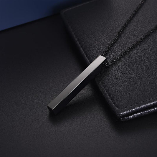 Black Bar Pendant With Sleek Chain