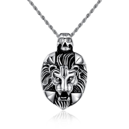 Lion Face with Skull Pendant