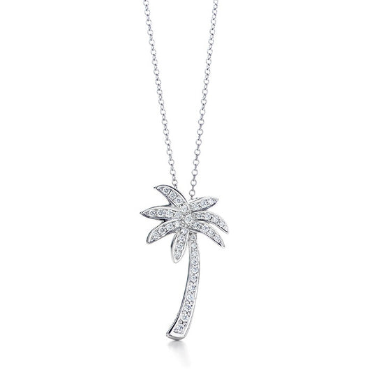 Silver Platinum Palm Tree Pendant