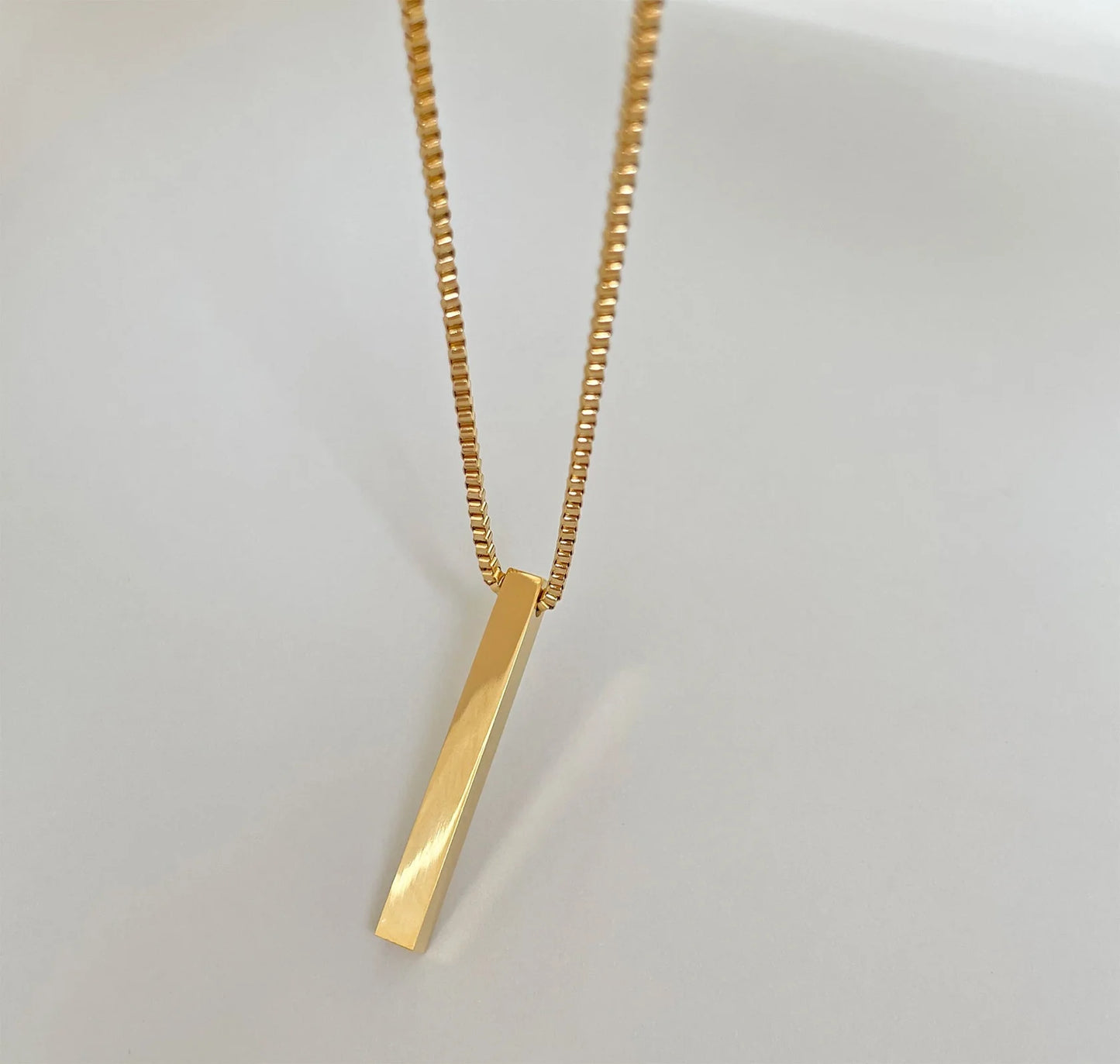 Gold Bar Pendant With Sleek Chain