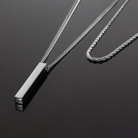 Silver Bar Pendant With Sleek Chain